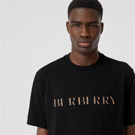 burberry check logo cotton t shirt|burberry check shirt men's.